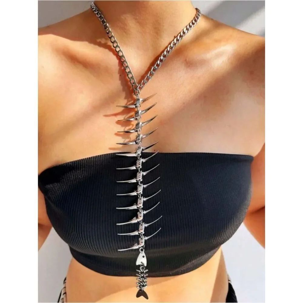 Fishbone Statement Necklace N2121